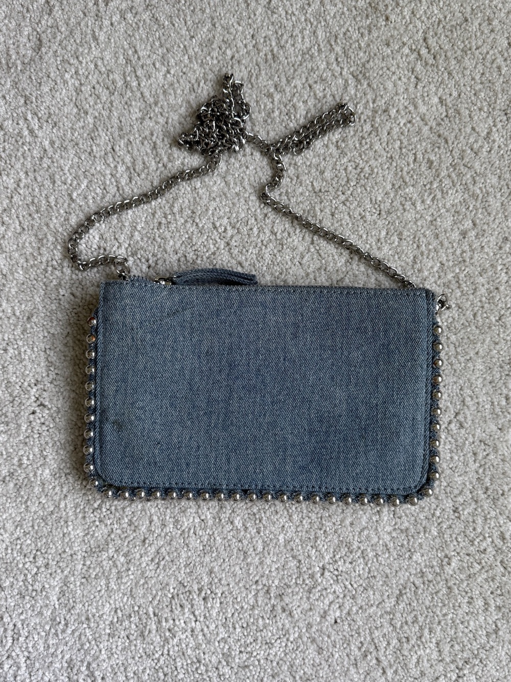 Denim Blue Crossbody with Silver Chain